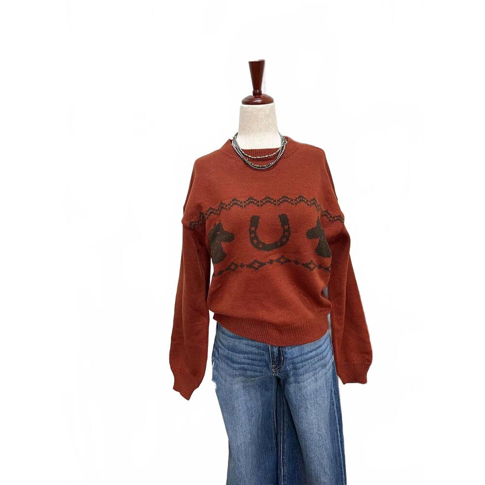 NEW ROCK & ROLL DENIM women's the clancey sweater in red - Picture 2 of 5